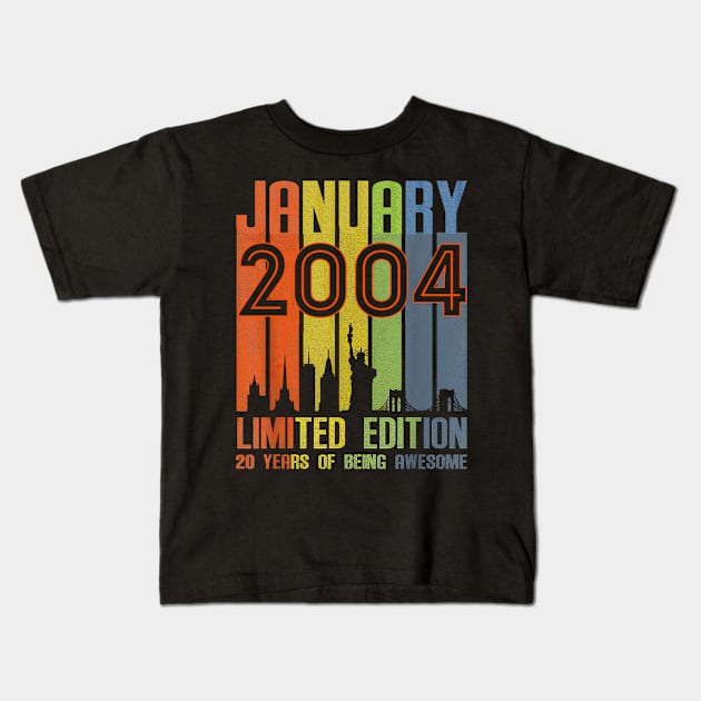 January 2004 20 Years Of Being Awesome Limited Edition Kids T-Shirt by Vintage White Rose Bouquets